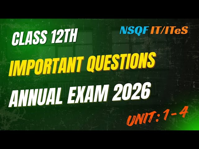 12th IT/ITeS बोर्ड परीक्षा 2026 – महत्वपूर्ण प्रश्न (Unit 1–4)