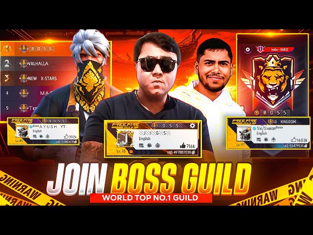 JOIN BOSS GUILD NOW 😱 How To join Free Fire global Top 1 Guild | Boss Guild