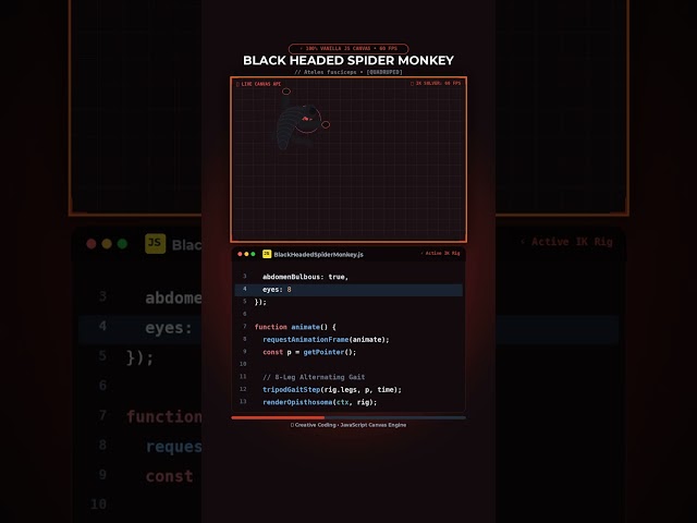 I Simulated a Realistic BLACK HEADED SPIDER MONKEY in 100% Pure JavaScript 🤯 #Shorts #Tech