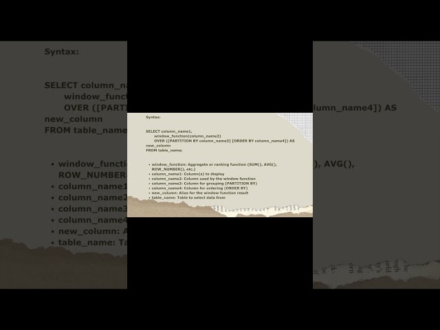 #WindowFunctionShorts#Syntax#Details