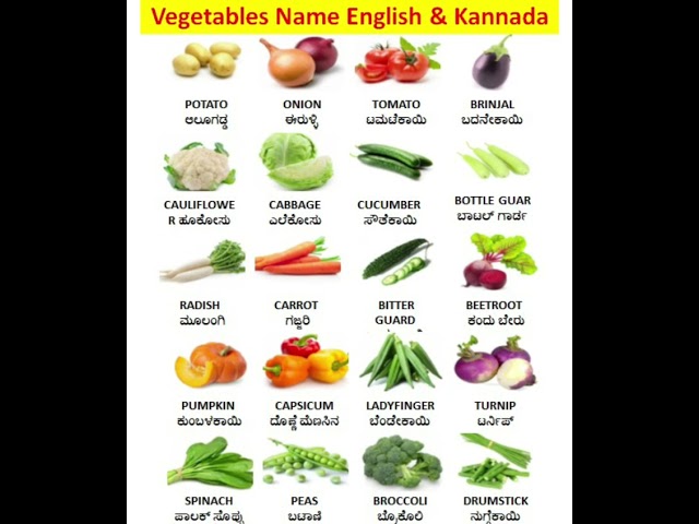 Vegetable Names in Kannada and English | ತರಕಾರಿಗಳ ಹೆಸರು