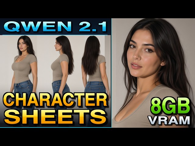 Qwen Image 2.1: Create Character Sheets on 8GB VRAM | Free ComfyUI Workflow