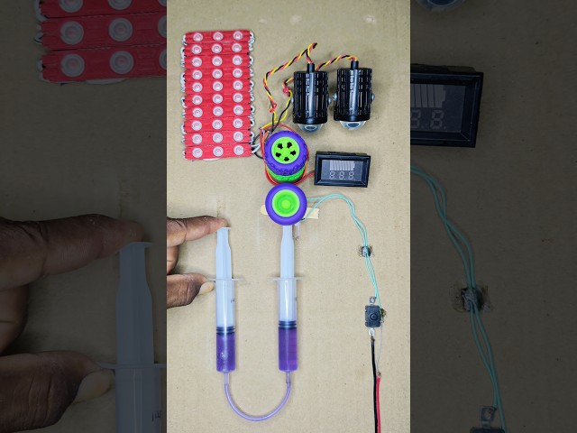 Two Bike Bulb or Ten LED Light & Voltmetr Powered by Hydro-Powered Enrgy • Dc Motor #shorts #project