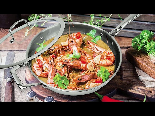 12” Chef’s Wok & Glass Lid By MasterPan – Nonstick Non-Scratch