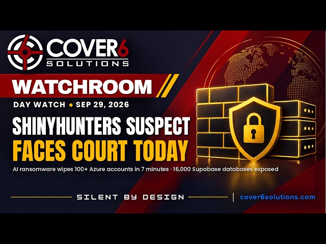Cover6 Watchroom — Sep 29 Day: ShinyHunters Suspect in Court; AI Agents Wipe Azure Storage