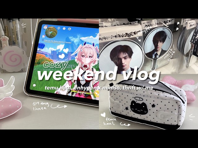 cozy weekend vlog🪽📓cute temu haul, shopping, miniso, playing genshin ʚɞ