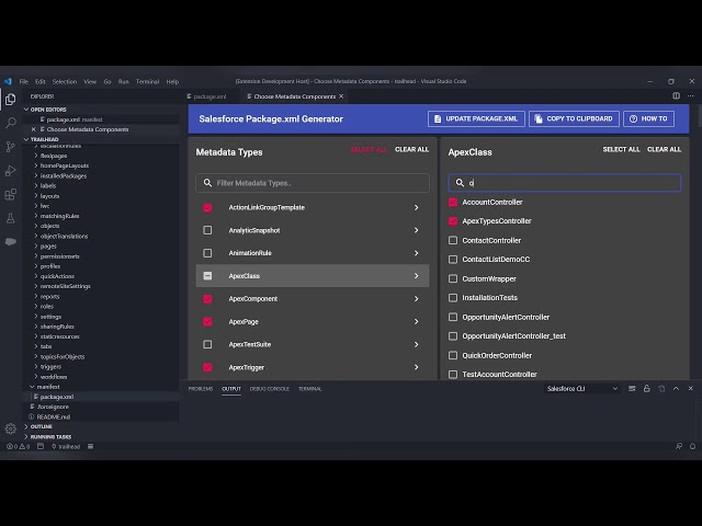 How to use Salesforce Package.xml Generator Extension for VS Code