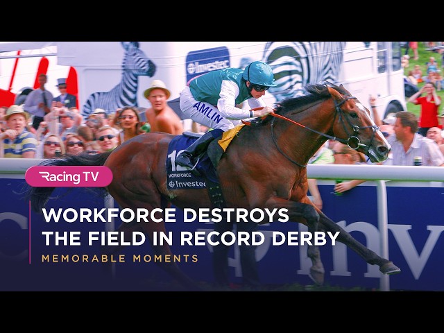 Workforce wins the 2010 Derby at Epsom in a COURSE RECORD TIME under Ryan Moore by seven lengths!