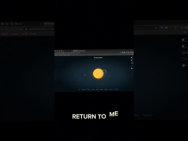3D SOLAR SYSTEM CODE. SOURCE CODE IN COMMENTS.. #coding #short  #youtubeshorts #reels #shorts #share