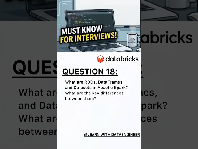 RDD vs DataFrame vs Dataset in Spark #Spark #interview #questions #learnwithdataengineer #shorts