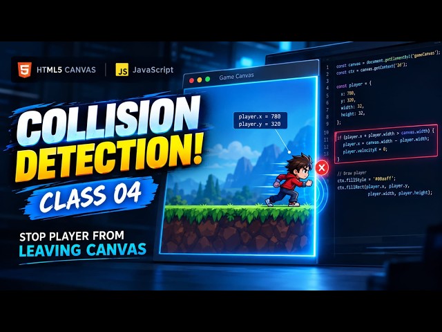 2D Web Game Development Class 4 | JavaScript Collision Detection & Canvas | HTML5 Game Tutorial