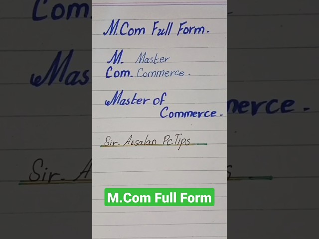 M.Com Full Form