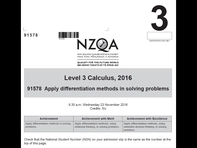 NCEA Level 3 Calculus 2016 | AS91578 Differentiation Full Exam Walkthrough