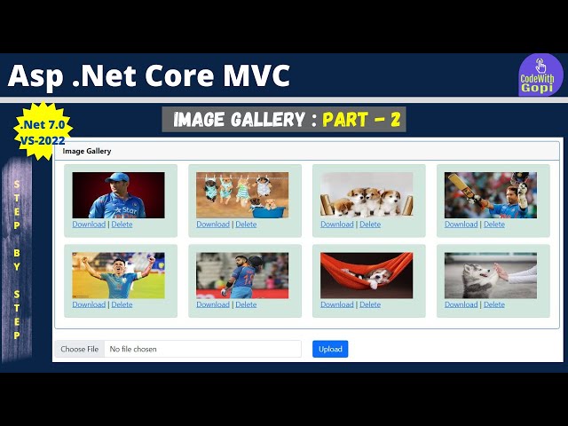 🖼️ How to Design Image Gallery in ASP.NET Core MVC | Image Gallery in ASP.NET Core|Download & Delete