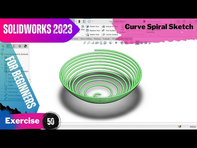 Curve Spiral Sketch SolidWorks Tricks You Should To Know | Exercise 50