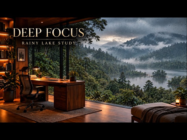 1 Hour Deep Focus Saxophone 🌧️ Rainy Lake Study Sanctuary for Work, Reading & Coding