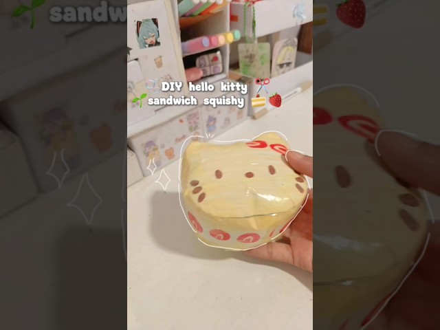 Hello kitty sandwich🍰🍓✂️|#diy #squishy #shorts #trending #craft #kawaii #hellokitty #strawberry