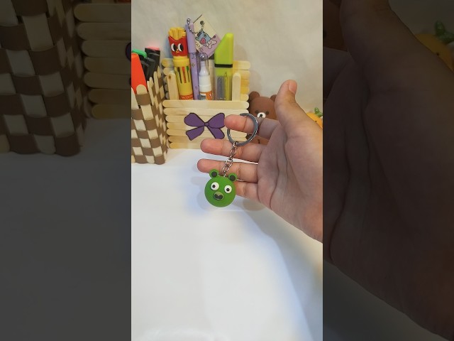 Cute Green Frog Keychain Making 🐸💚 | DIY Clay Art #trending #shorts