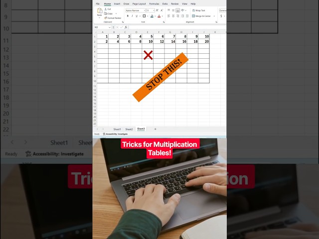 🔥 STOP Typing Multiplication Tables! 😱 Create 1–10 in Excel INSTANTLY! 👌 #excel #exceltips #shorts