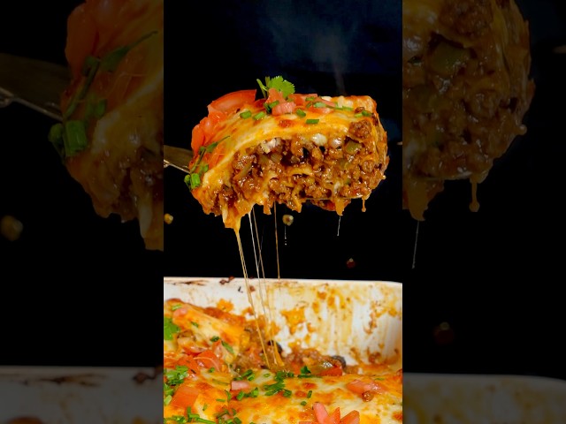 Easy taco lasagna only takes 20 minutes to bake! ￼