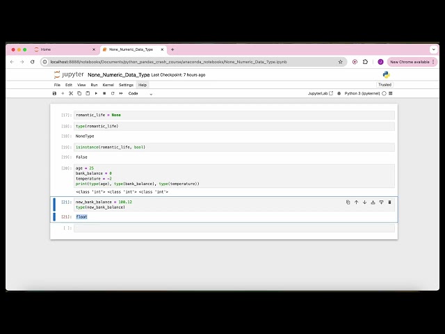 Python Crash course - 1.2 None & Numeric data types