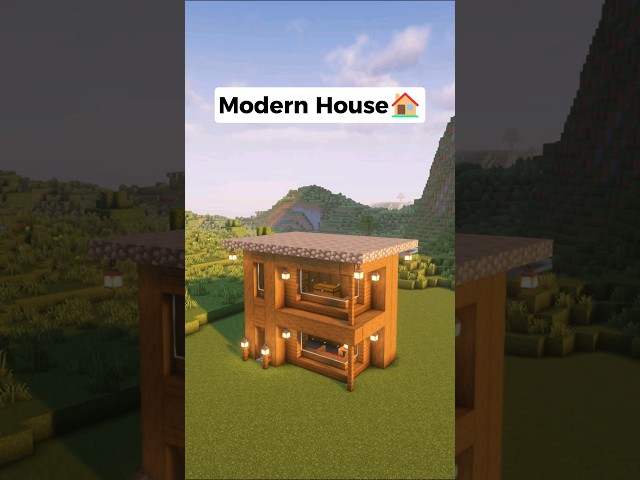 Easy Starter Wooden Modern House 🏠 in Minecraft Short #minecraft #shorts #minecraftshorts