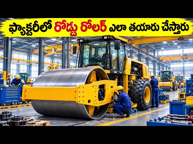 😱 How a road roller is made in a factory.