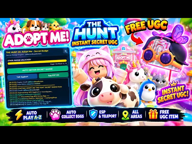 [THE HUNT] Adopt Me! OP SCRIPT (INSTANT SECRET BADGE) | *PASTEBIN*