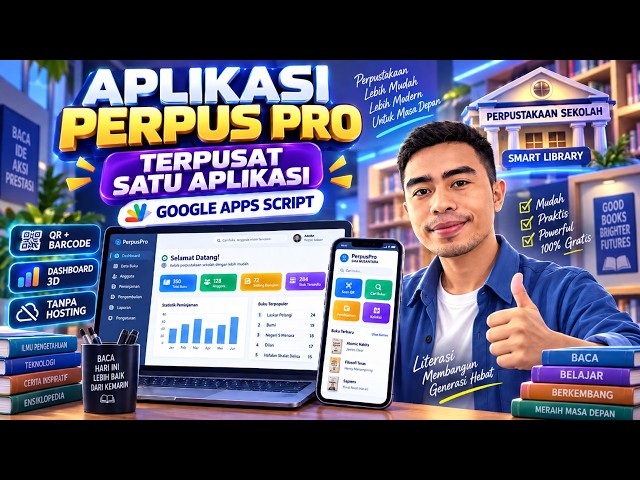 🔥 PUSAT APLIKASI PERPUS PRO GRATIS | Google Apps Script + Google Sheets + QR Barcode