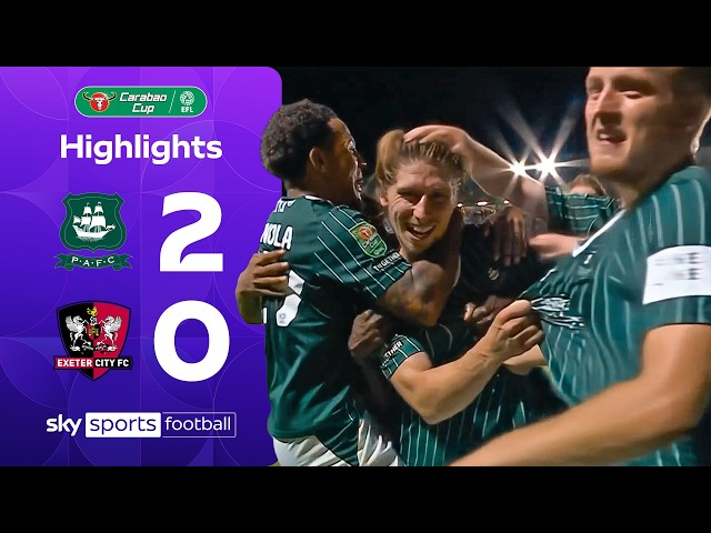 Argyle score TWO in TWO MINUTES in derby win 🤯 | Plymouth Argyle 2-0 Exeter | Carabao Cup Highlights
