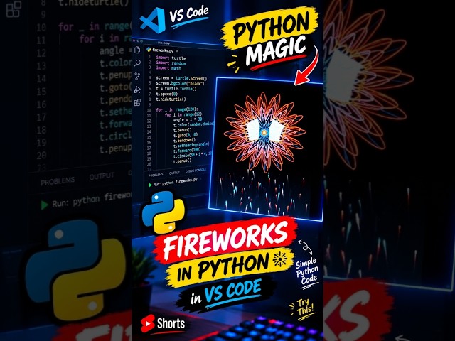 I Made FIREWORKS Using Python 😱🔥 | VS Code Python Project #shorts # #pythontutorial #pysimplegui