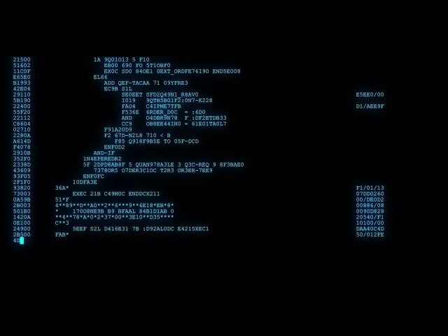 1H Long Relaxing Coding Screensaver Encrypted Programming Code Video VJ Loop no sound, no music