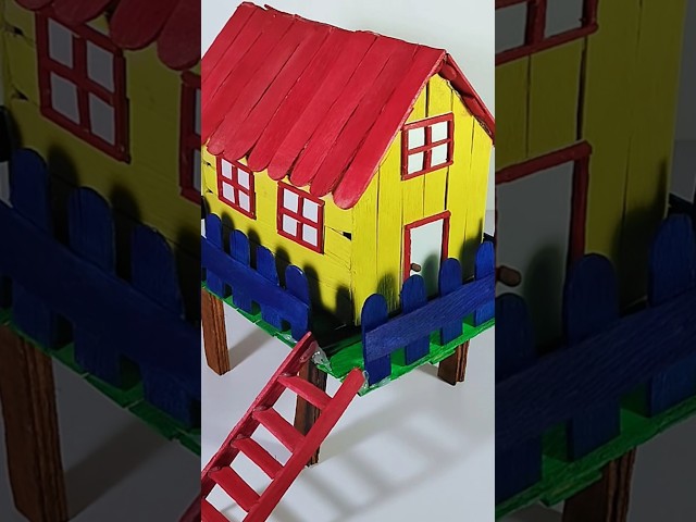 Popsicle Stick House Model/ Icecream Stick House Model #diy #house #model #shoolproject #shorts