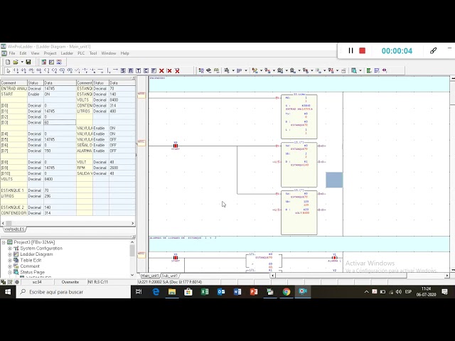Simulación Variables de estanques