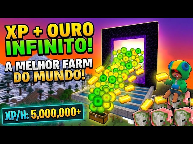 A melhor farm de XP + OURO do minecraft (Java+bedrock), com separador e barras de ouro automáticas!!