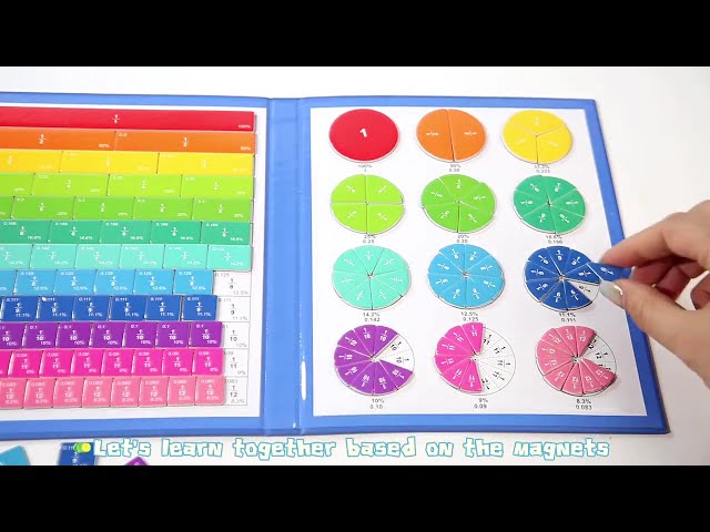 257PCS FractionFun Magnetic Fraction School Education Mathematics Game Book