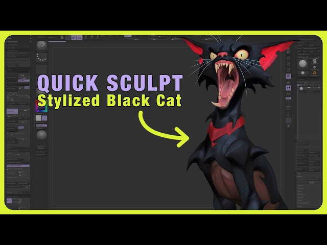 Black Cat Sculpting Timelapse in ZBrush