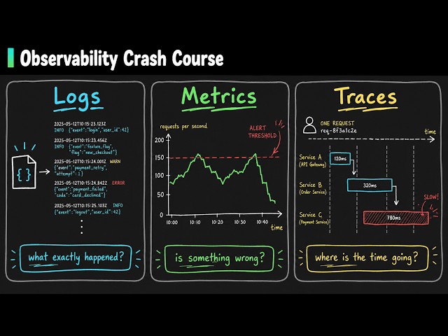 Observability Crash Course: Logs, Metrics, Traces Explained