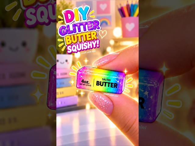 Viral glitter Rainbow butter squishy at home🌈✨ #diy #tiktok #craft #squishy how to make squishy