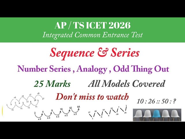 Sequence and Series || AP/TS ICET 2026 || Number series || Analogy || Odd One Out || 25 Marks