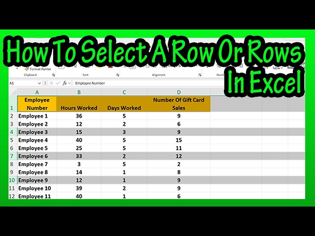 How To Select Or Highlight A Entire Row Or Multiple Adjacent Or Non-Adjacent Rows In Excel Explained