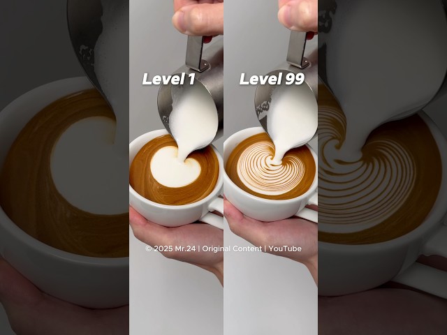 12-Second Latte Art Tutorial: Level 1 vs. Level 99 | Original Content by Mr.24 #latteart #latte