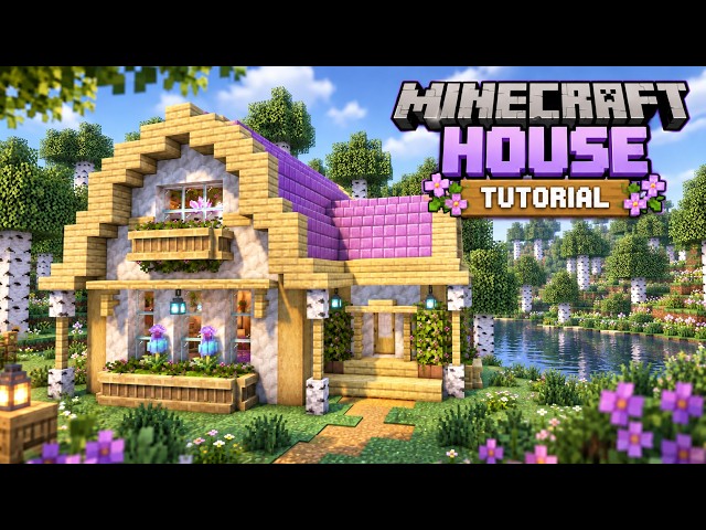 Minecraft: Birch House with Interior 🏡💜 | Step-by-Step Tutorial