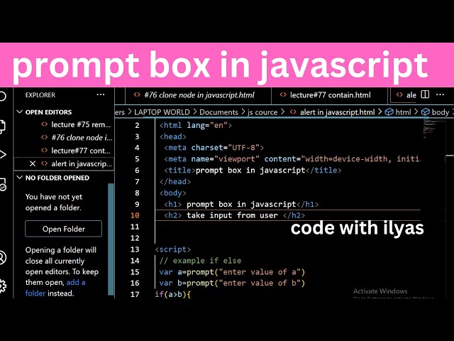 prompt dialog box in javascript||JavaScript Prompt Box Tutorial in Urdu#javascript