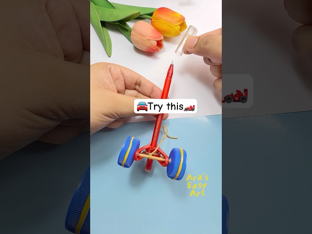 🚘DIY Toy Making craft with pen🏎️ @ArasEasyArt #viral #diy #toys #ytshorts