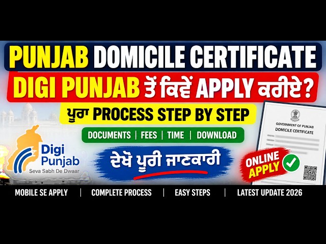 PUNJAB DOMICILE Certicate Apply with 100% Approval Without Objections