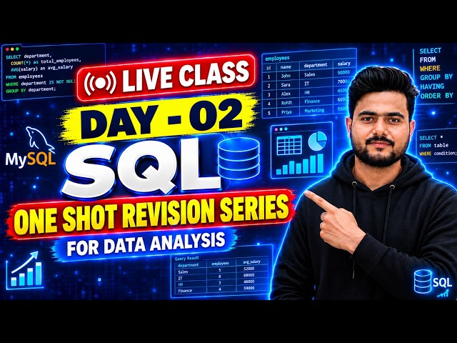 🔴 LIVE CLASS - SQL Day 02 | One Shot Revision for Data Analysis