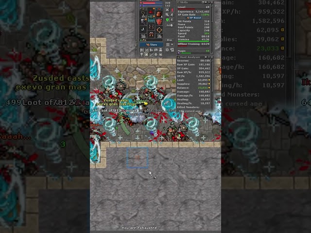 69 Druid Raw XP world record? 1kk raw xp #tibia