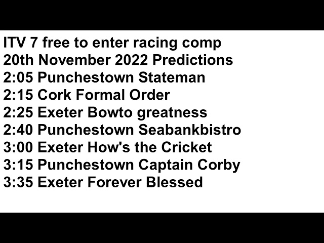 ITV 7 race comp 20th Nov 2022