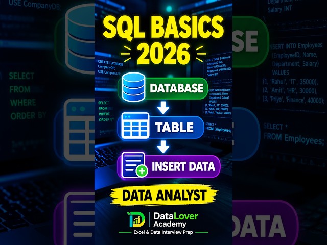 SQL Tutorial for Beginners 2026 | Create Database, Table & Insert Data | SQL Basics